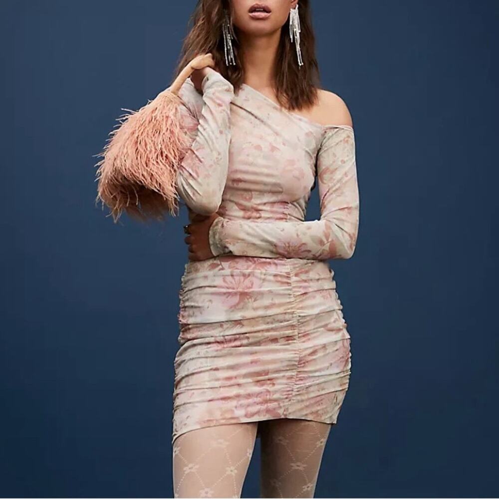 Free People Chloe Long Sleeve Bodycon Mini Dress in Garden Combo Size Small Boho